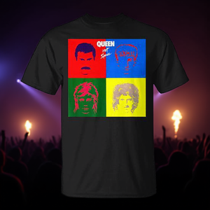 Camiseta Queen Hot Space negra con diseño Pop Art, mercancía de la banda - Product Image 3