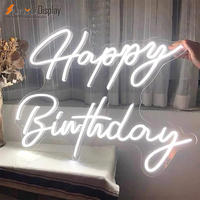 En gros, enseigne néon LED personnalisée « Joyeux Anniversaire » pour fêtes, mariages, décoration de maison et d'événements, enseignes lumineuses numériques électroniques en acrylique