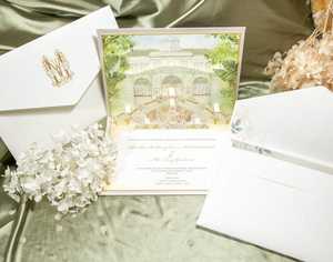 Invitation de mariage <span class=keywords><strong>pop</strong></span>-up sur mesure, design relié, s'ouvre comme un livre pour une scène de lieu 3D, invitations <span class=keywords><strong>pop</strong></span>-up en relief - Product Image 2