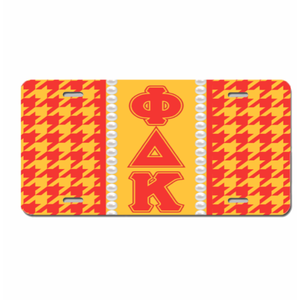 Plaque d'immatriculation de voiture personnalisée Phi Delta <span class=keywords><strong>Kappa</strong></span> avec lettres grecques, motif pied-de-poule classique, accessoire pour véhicule - Product Image 1