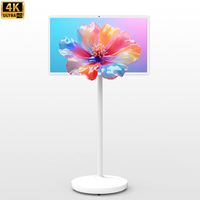Téléviseur intelligent portable blanc 32 pouces en gros, 4K, interactif, Android 15, affichage sans fil, autonomie de 4 à 7 heures, alimenté