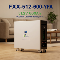 Batería de Almacenamiento de Energía Doméstica Apilable Fuxile FXX-512-600-YFA 51.2V 600Ah 30.72kWh LiFePO4 con BMS Inteligente de 200A CAN/RS485/RS232/WiFi