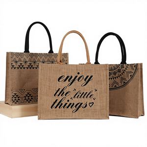 Bolsas de Compra Plegables Resistentes y Ecológicas Impresas, Hechas con Fibras de Yute 100% Naturales, Bolsas Personalizadas para Mercados, Centros Comerciales, Alimentos y Herramientas - Product Image 1