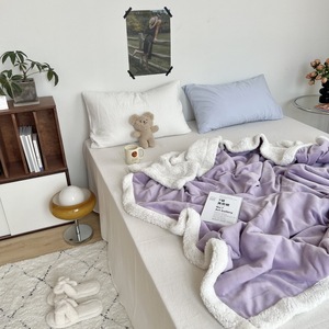 Đồng bằng flannel <span class=keywords><strong>Micro</strong></span> <span class=keywords><strong>Fleece</strong></span> vải lớn dễ dàng chăm sóc đôi lớp sang trọng flannel ném lông cừu in ném chăn - Product Image 3