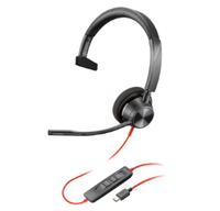 Headset Poly Plantronics Blackwire 3310 M USB-C Berkabel Satu Telinga dengan Mikrofon Boom Koneksi USB-C