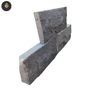 Decorstone24中国天然黑色玄武岩石材覆层墙砖15x 60厘米