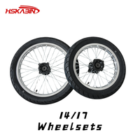 Roues et pneus supermotard à rayons chromés HSKABIN 14/17 pouces pour moto électrique Yozma Strike Shadow, ensemble de roues de route