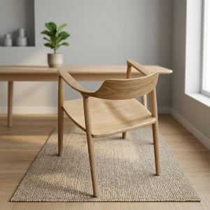 Chaise de salle à manger et fauteuil de loisirs en bois massif Hiroshima, design japonais moderne, pour appartement et usage commercial - Product Image 6
