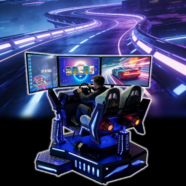 Sim Racing Cockpit 3Dof Motion Simulator Steering Wheel Full Motion Race Game 2 Seats Chair Rig 3 Screen Car Driving Simulator