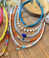 Prêt à expédier en gros chanceux été plage verre perle de rocaille polymère argile pendentif tour de cou collier pour bijoux de mode femmes