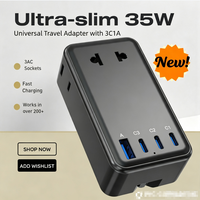 FOXCAN Chargeur mural universel multi-ports 7-en-1 ultra-fin PD 35W à charge rapide avec 3 USB-C + 1 USB-A pour les voyages