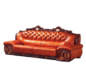 European American First Layer Cowhide Solid Wood Small Apartment Three Seater <b>U</b> Shaped Retro <b>Living</b> Room Genuine Leather Sofa - Product Image 5