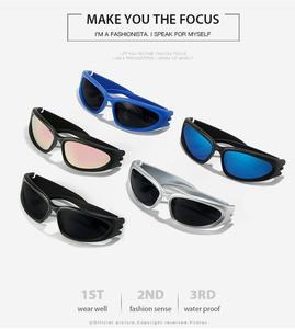 Mode Argent Miroir Ovale Sport Lunettes De Soleil <span class=keywords><strong>Steampunk</strong></span> Noir Hommes Et Femmes Autour De Lunettes De Soleil - Product Image 3