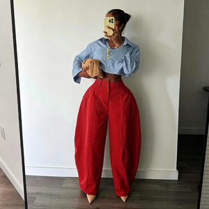 Pantalon cargo ample pour <span class=keywords><strong>femme</strong></span>, taille haute, style Y2K coréen, avec fermeture à boutons - Product Image 5
