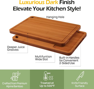 Planches à découper en bambou durables pour couper les légumes, la viande et les fruits, le cadeau de cuisine idéal pour les cuisiniers amateurs - Product Image 5