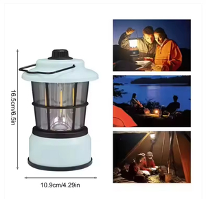 Lanterne de camping LED portable avec poignée noire et corps bleu clair, étanche IP65 pour utilisation en extérieur - Product Image 5