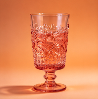 Nouvelle tasse à eau haute réutilisable à simple paroi, motif floral en relief, style rétro transfrontalier, pour bar, thé et thé au lait