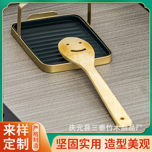 Ensemble spatule et cuillère en bambou, 2 pièces, design visage souriant, pour ustensiles de cuisine, lavage à la main uniquement - Product Image 5