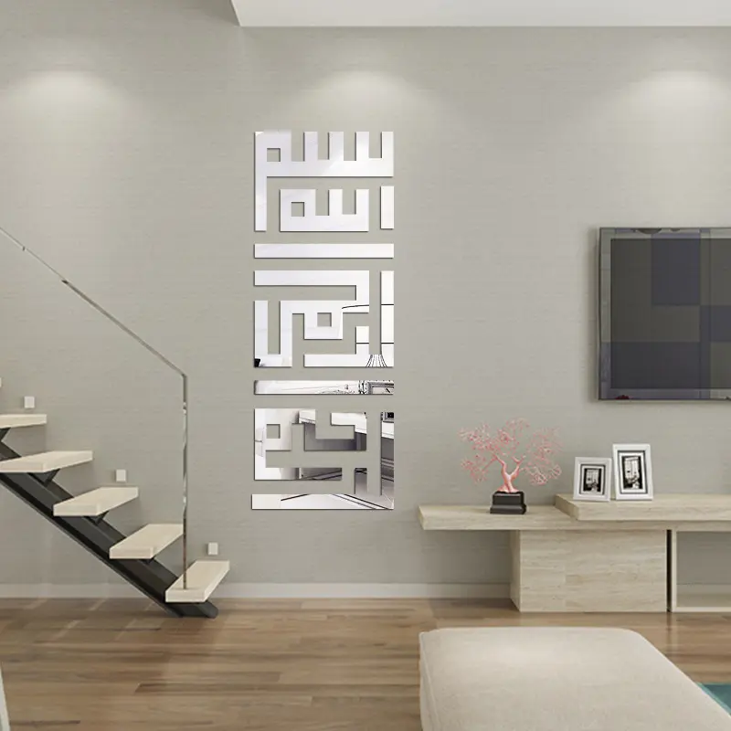 Stiker Dinding 3D Dekorasi Koridor Hotel, Stiker Dinding DIY Cermin Akrilik Kustom untuk Kamar Mandi Ruang Tamu Dekorasi Rumah