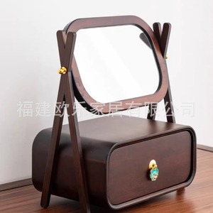 High-end solid wood jewelry box, <b>storage</b> box, desktop makeup mirror, <b>dressing</b> <b>table</b>, bridal jewelry box, in stock, cross-border - Product Image 2