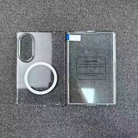 Funda Rígida Transparente de PC para iPhone 18 Fold con Soporte Magnético de Vidrio, Anillo Metálico y Soporte Plegable