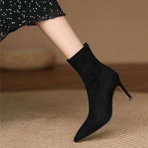 여성 세련된 가을 발목 부츠 기본 섹시한 하이힐 스트레치 부츠 신발 - Product Image 5