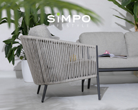 SIMPOLIFESTYLE Mobilier d'extérieur haut de gamme LUVIA Chaise longue Terrasse Jardin Hôtel Aluminium Tissu Olefin 3 Places Salon Cour