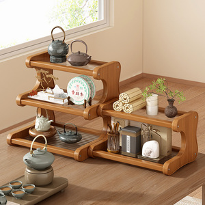 <b>Desktop</b> water cup rack, modern minimalist Chinese style antique display <b>shelf</b>, multi-layer tea set and teapot rack - Product Image 4