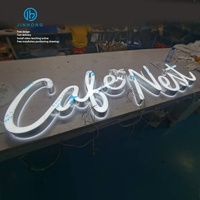 Enseigne 3D LED personnalisée pour entreprise, en acier inoxydable, acrylique, lettres découpées au laser, illuminées, pour devanture de magasin, salon, bureau, intérieur