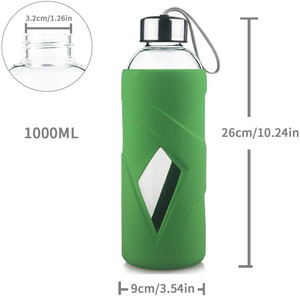 ขวดน้ำแก้วขนาด 32 ออนซ์ พร้อมปลอกซิลิโคนกันลื่นแบบถอดได้ - Product Image 5