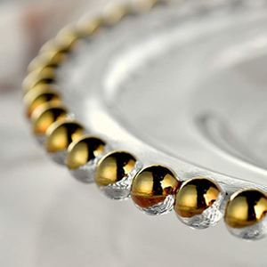7.5 /10.5 /13 Inch Gold Beaded <b>Plastic</b> Charger Plates Clear White Heavy Duty Round Underplates Bulk for Wedding Table Decoration - Product Image 4