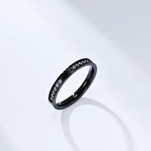 Unisex <b>Titanium</b> Steel Cross <b>Ring</b> With Diamond Channel Setting Wedding Band For Men And Women - Product Image 3