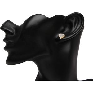Jewelspaark 10K Gold Diamond Heart Stud Earrings 0.23 Ct Round Brilliant Cut For Women 10mm Length - Product Image 3