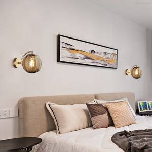 Nordic Style <b>LED</b> Wall Lamp Iron Frame E26 Bulb Base Glass Lampshade <b>for</b> Bedroom <b>Living</b> <b>Room</b> Corridor Decoration Simple Design - Product Image 3