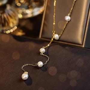 Collar de Perlas de Agua Dulce Pequeñas y Lujosas con Cadena Larga Ajustable, Estilo Único para un Toque Elegante en Suéteres Largos - Product Image 2