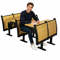 Chaise escamotable KD Design pour auditorium avec tablette d'écriture, structure métallique fixée au sol en stratifié de bois pour salles d'école et universitaires
