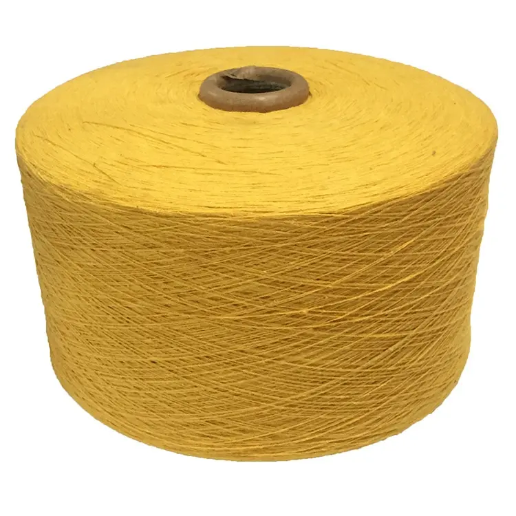 Бесплатный образец желтый многоцветный пряжа из хлопка и полиэстера пряжа из смешанного волокна текстильной пряжи