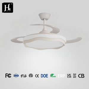 Modern Cream LED Ceiling Fan Remote Control Wave Creative Invisible Design AC Home <b>Living</b> <b>Room</b> Aluminum DC Motor Eye Protection - Product Image 4