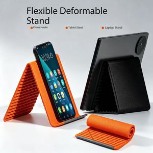 Versatile mobile phone <b>stand</b> - silicone desktop <b>tablet</b> laptop holder - creative flexible folding deformation lazy person <b>stand</b> - Product Image 6