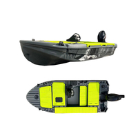 Bateau de pêche motorisé léger de 13,77 pieds, kayak de pêche en PE durable pour 1 personne avec plateforme