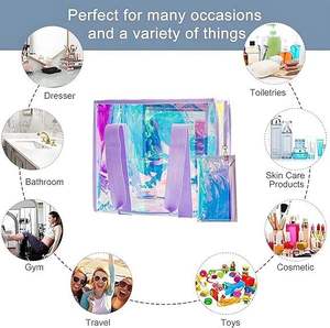 Large Sized Purple <b>Waterproof</b> Customized Fashionable Beach <b>Bag</b> Holographic Handbag for Female - Product Image 1