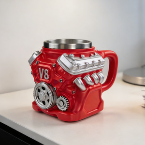 Taza Mecánica con Diseño de Motor V8, Resina Roja y Acero Inoxidable, Gran Capacidad, para Café o Cerveza, Regalo Empresarial - Product Image 4