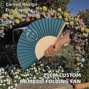 Abanico Plegable Plano de Bambú de 21 cm, Personalizado y Tallado, Artesanal, Ecológico, Venta al Por Mayor - Product Image 2