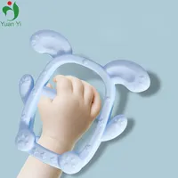 2022 Soft New Funny Umwelt freundliche Lebensmittel qualität Bpa Free Animal Rabbit Chew Toy Benutzer definierte Form Silikon Baby Beißring