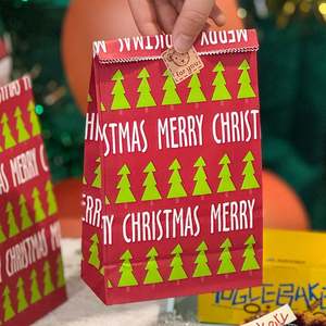 Meilleures ventes de sacs cadeaux en papier de Noël, sacs shopping en papier personnalisés avec logo, sacs en papier kraft brun et blanc bon marché - Product Image 5