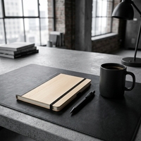 Vente flash - Journal A5 personnalisé avec logo professionnel, couverture rigide en bois écologique, avec bande élastique
