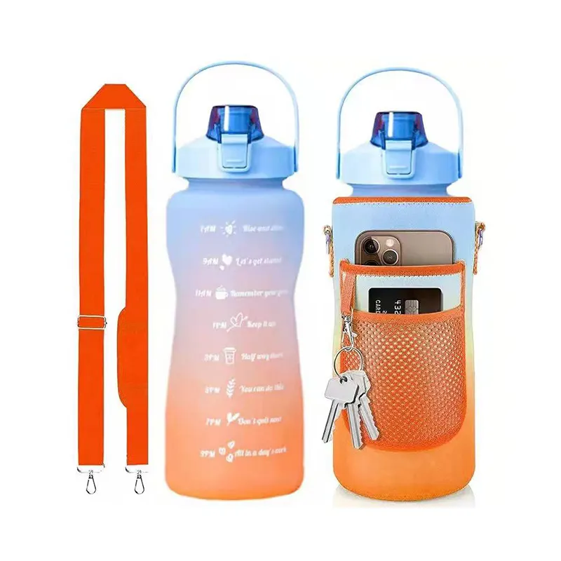 Benutzer definiertes Logo 32oz 1000ml Bpa Free Tritan Motivational Gym Plastik wasser flaschen mit Stroh und Zeit markierung