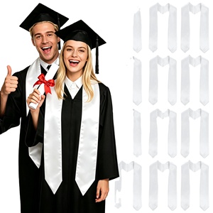 Écharpe de graduation unisexe blanche personnalisable, vierges pour sublimation, pour adultes seniors, pour 2026, en stock - Product Image 1