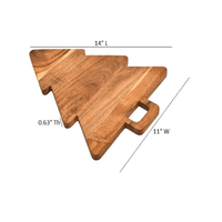 Plateau de service moderne en acacia de qualité supérieure pour charcuterie avec poignée, motif sapin de Noël