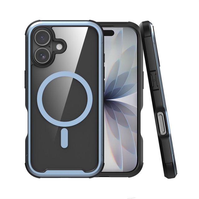 2026 Premium Magnetic Shockproof Transparent Metal Bezel Phone Case for iPhone 17 18 Pro Max